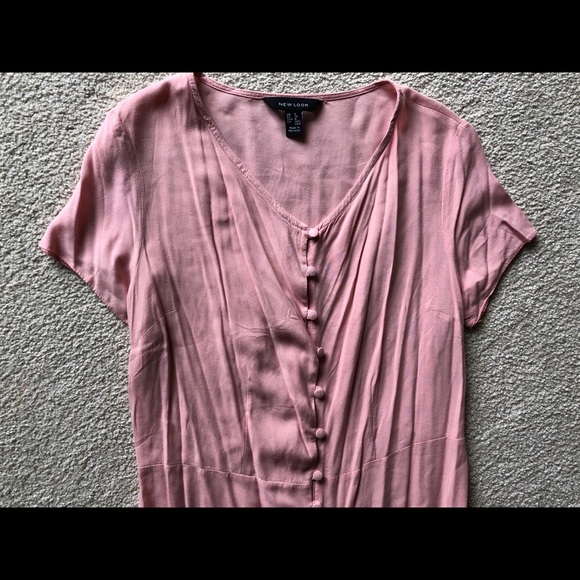 NEW LOOK Pink S/S Button Down Midi Pretty Dress 4 - Picture 5 of 10